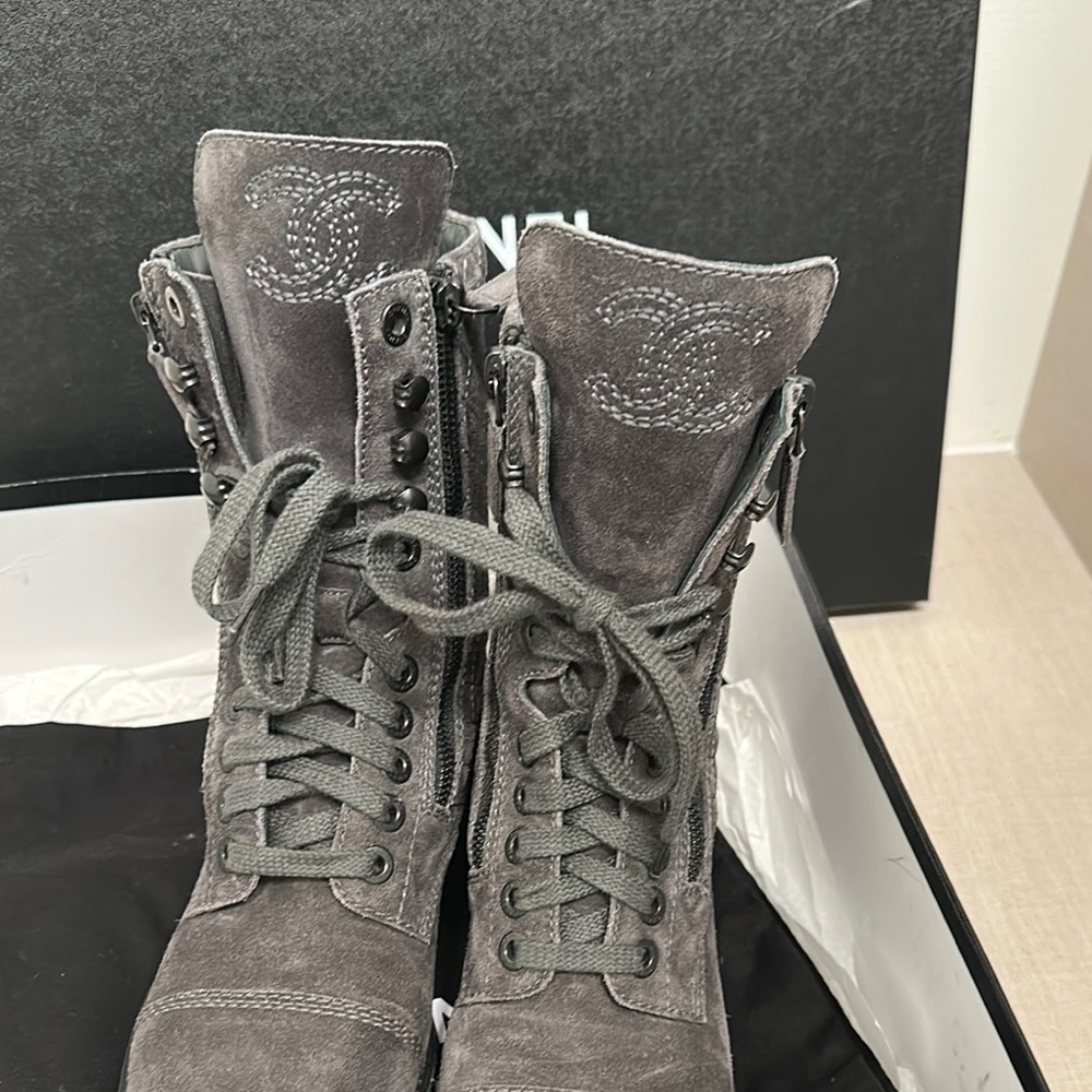 100% AUTHENTIC CHANEL Gray Women’s Boots - Picture 8 of 16
